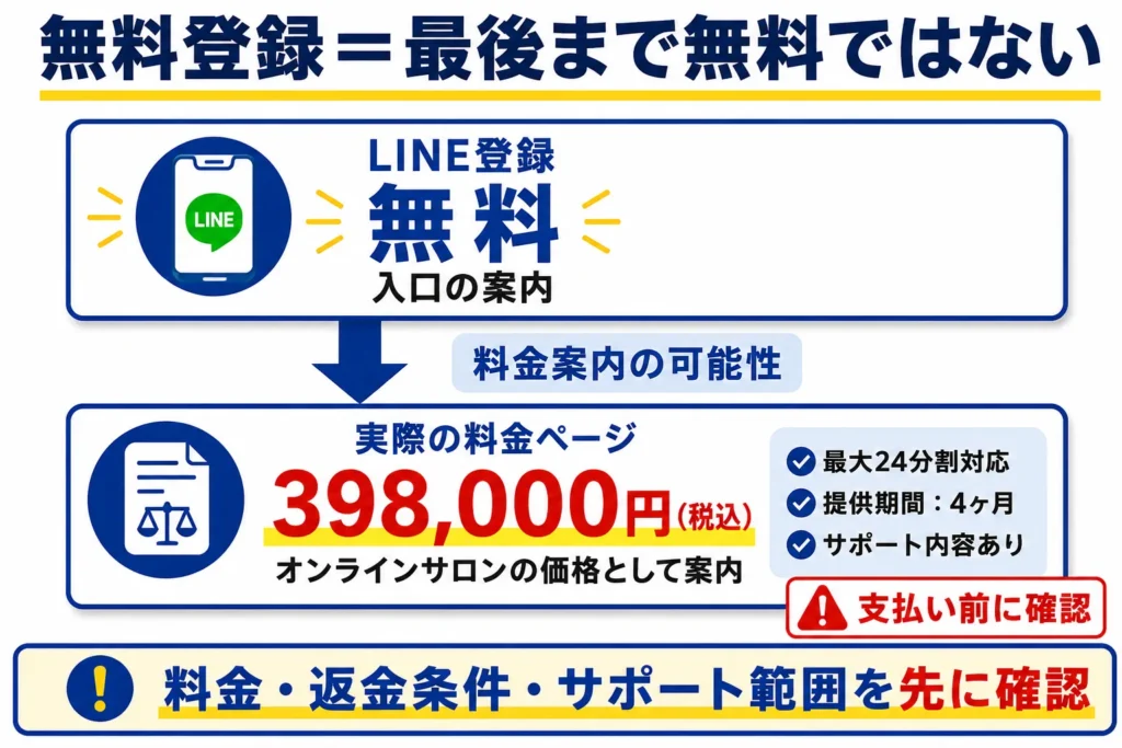 IREGUIプロジェクトの参加費用として398,000円税込のオンラインサロン価格が案内されている画面