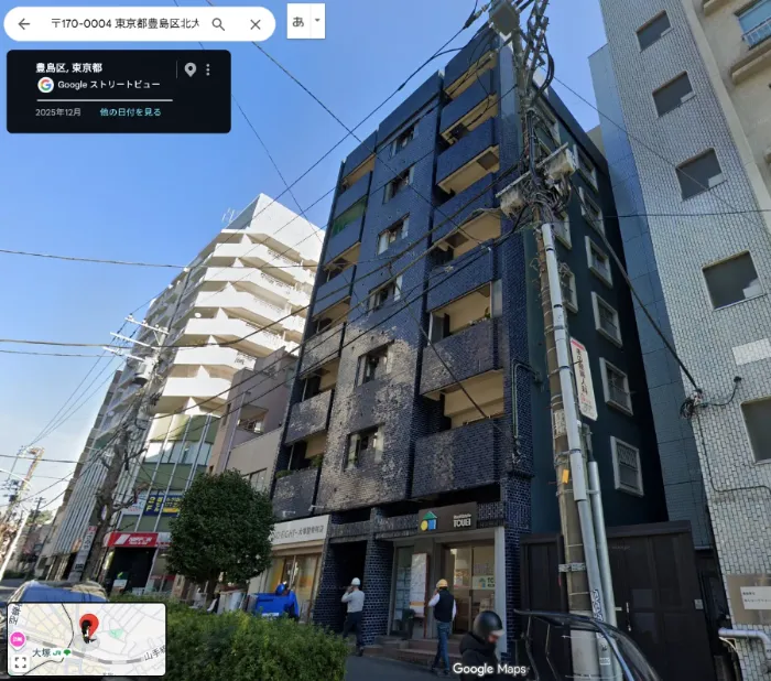 スキルラボ株式会社の所在地付近をGoogleストリートビューで確認した建物外観