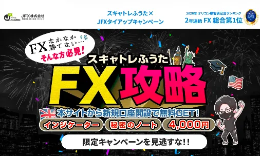 スキャトレふうた×JFXタイアップのインジケーター15種類と4,000円特典