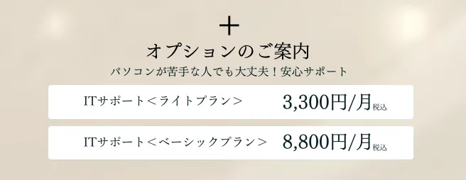小熊弥生の億楽スイッチで案内される月額3,300円と8,800円の有料ITサポート料金